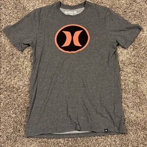 Nike Dri fit Hurley Gray Short Sleeve Tee with Coral and Black Logo